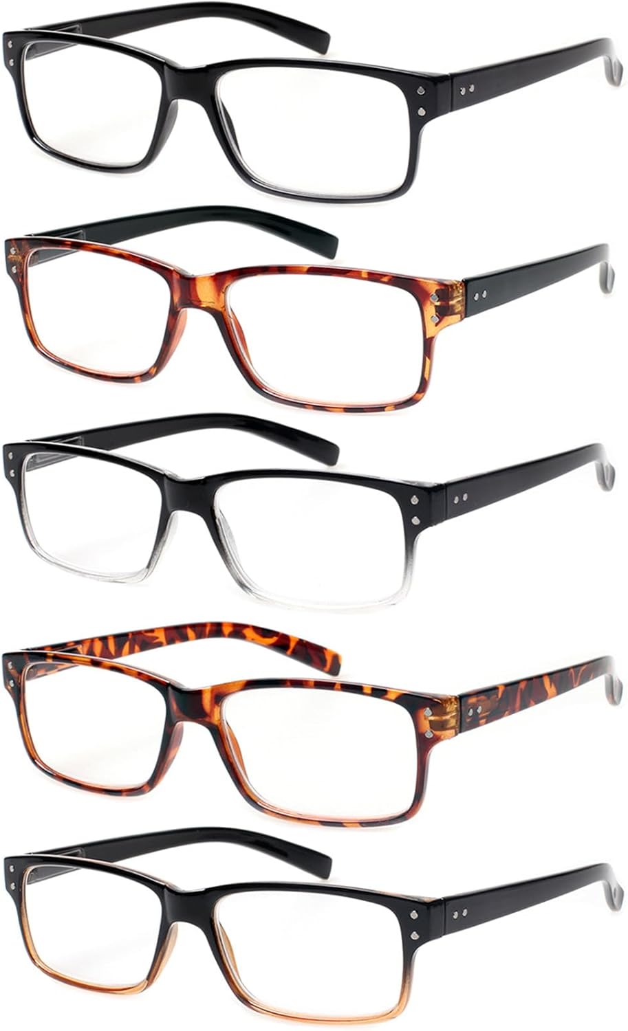 NORPERWIS Reading Glasses 5 Pairs Quality Readers Spring Hinge Glasses for Reading for Men and Women (5 Pack Mix Color, 2.75)