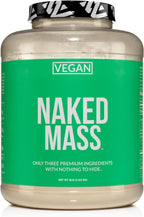 NAKED Vegan Mass - Natural Vegan Weight Gainer Protein Powder - 1,230 Calories, NSF Certified, Non-GMO, Soy & Gluten Free, No Artificial Ingredients - 8LB Bulk - 11 Servings