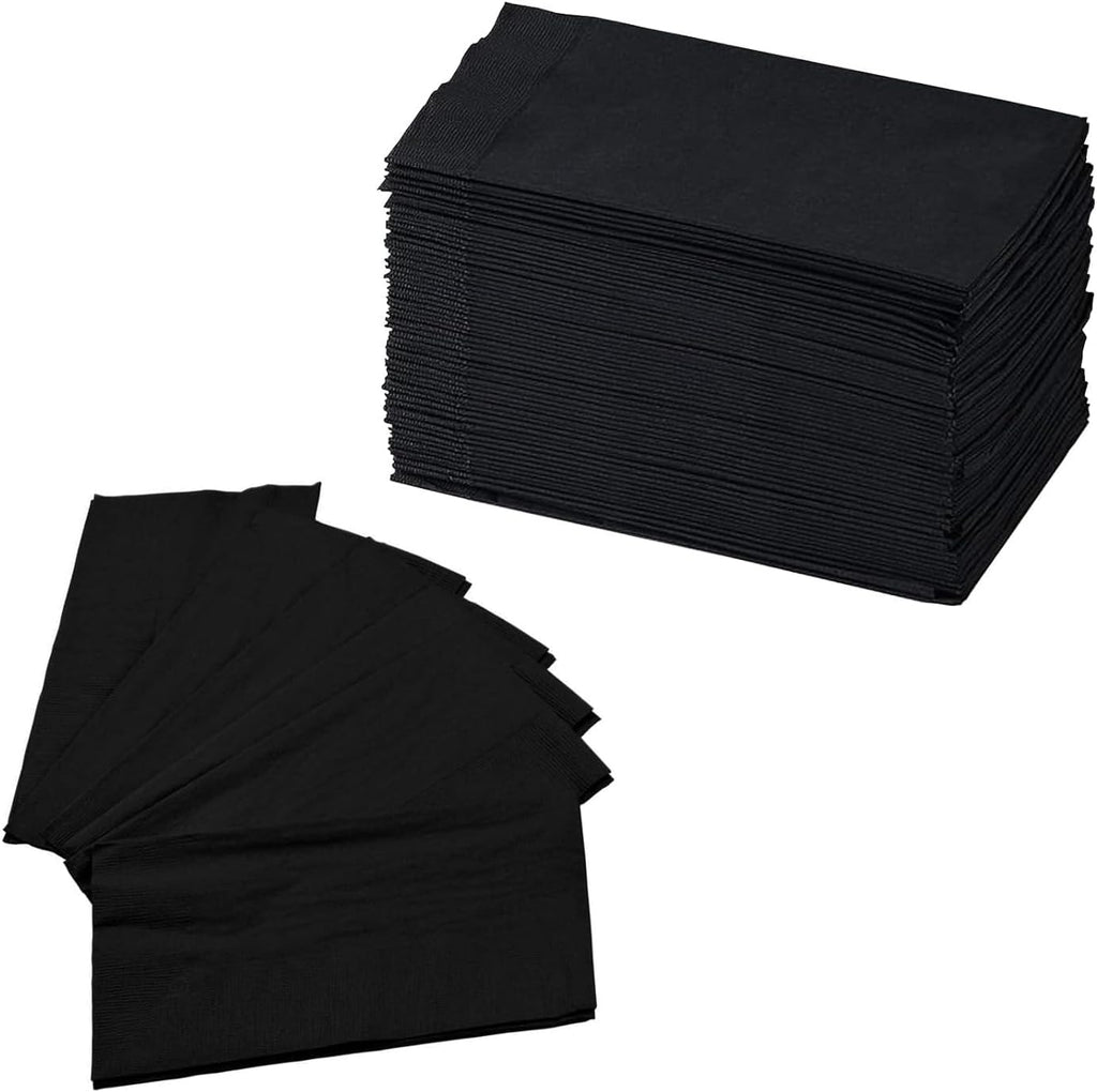 2 Ply Black Dinner Napkins-15" x 17" -1/8Fold - 125 Count (Pack of 8), Total 1000 Count