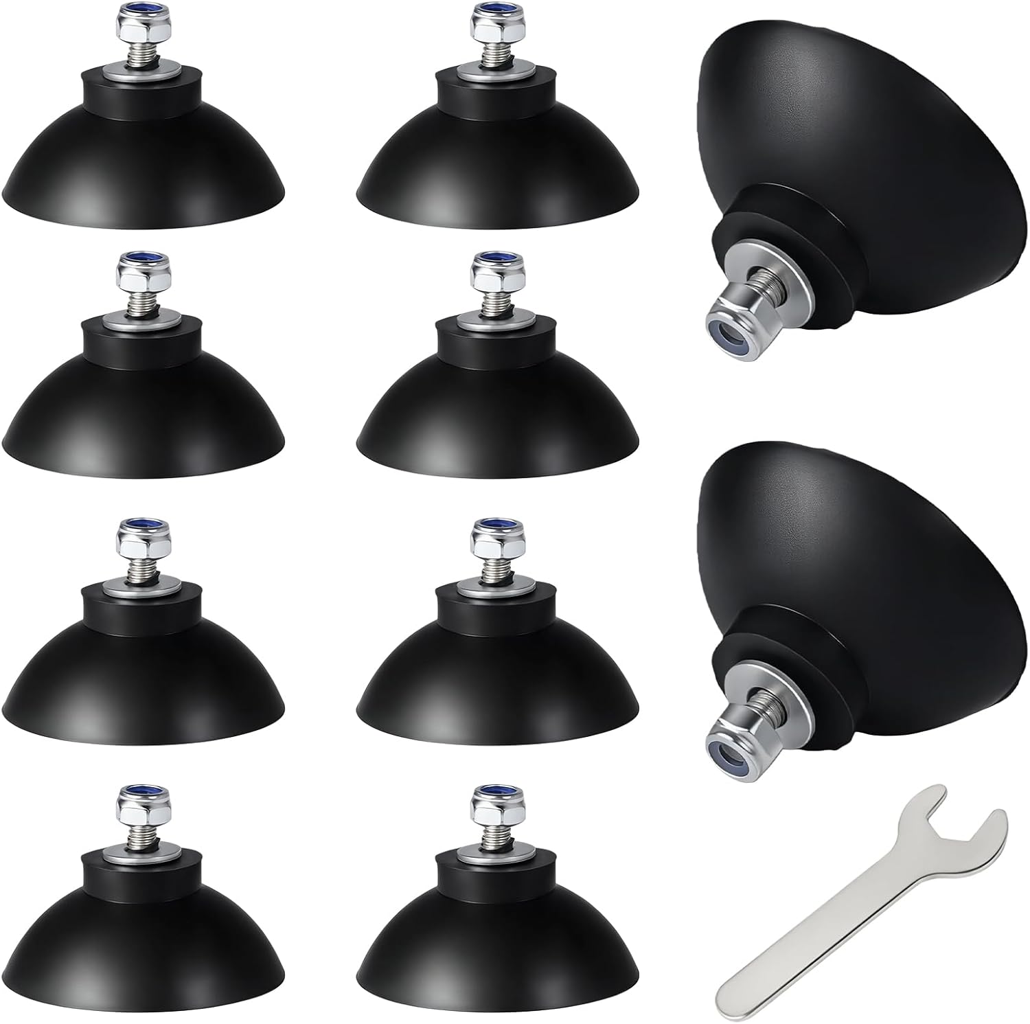 10-Pack Non-Slip Replacement Gripper Cups - Compatible with Arcmate EZ Reacher, Heavy Duty Rubber Tips with Locknuts & Washers for Outdoor