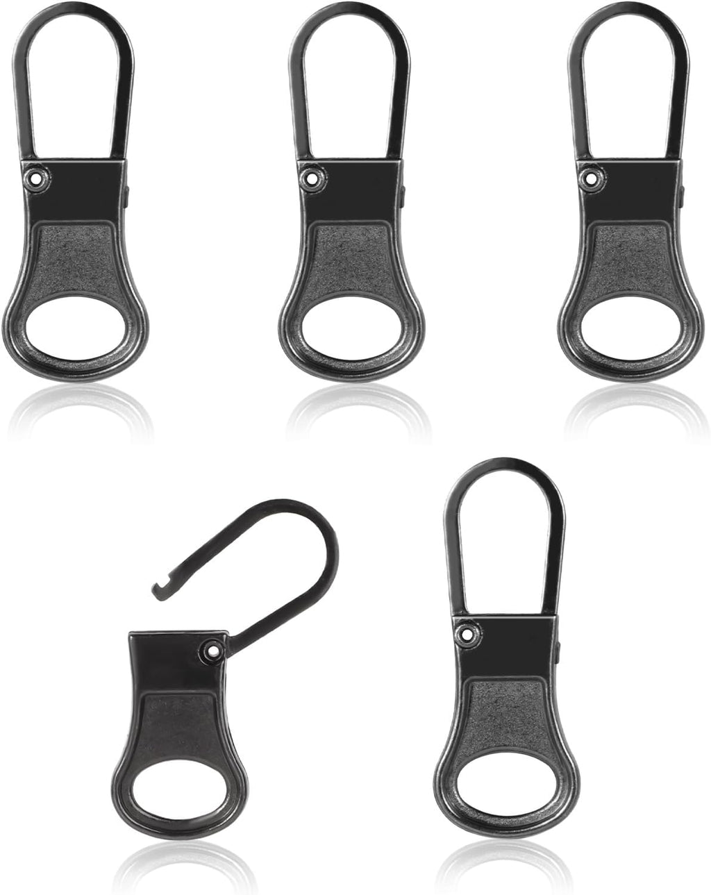 5pcs Zipper Pull Replacement, Detachable Zipper Tab Zipper Pullers Repair Handle Metal Pull Cord Extender Zipper Head Mend Fixer for Clothing Backpack Jackets Pants Boots Luggage(Dark Grey)