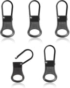 5pcs Zipper Pull Replacement, Detachable Zipper Tab Zipper Pullers Repair Handle Metal Pull Cord Extender Zipper Head Mend Fixer for Clothing Backpack Jackets Pants Boots Luggage(Dark Grey)