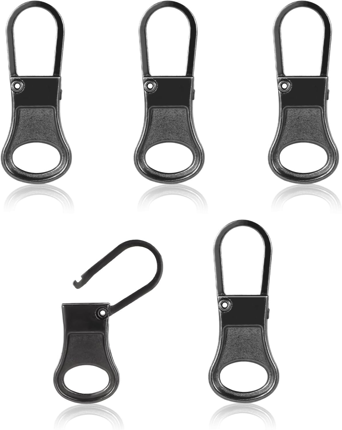 5pcs Zipper Pull Replacement, Detachable Zipper Tab Zipper Pullers Repair Handle Metal Pull Cord Extender Zipper Head Mend Fixer for Clothing Backpack Jackets Pants Boots Luggage(Dark Grey)