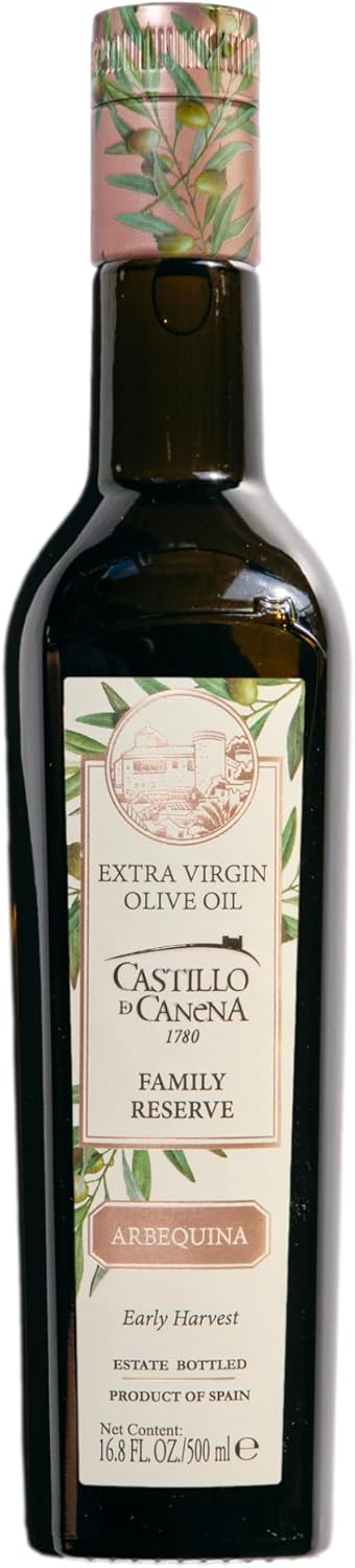 Castillo De Canena Extra Virgin Olive Oil (16.8 fl. oz.) Arbequina Award Winning Early Harvest, High Polyphenol, Cold-Pressed Purity | Rich, Bold Flavor Profile | Bread, Soup, Pasta, Salad Dressing, Vegetables | Estate Produced Since 1780 | Spanish