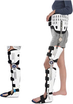 Knee Support Brace Adjustable Hip Knee Ankle Foot Joint Fixed Brace Full Leg Professional Foot Stabilizer Adjustable Hing Support with Removable Side for Walking with Shoe for Men and Women(Left,Mediu