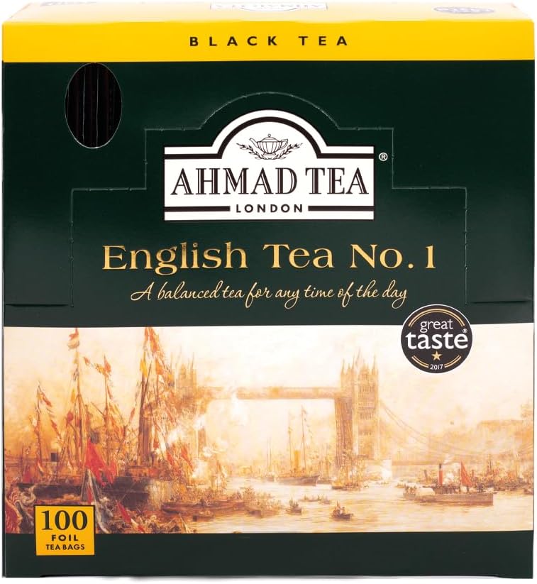 Ahmad Tea Black Tea, English Tea No. 1 Foil Enveloped Teabags, 100 ct - Caffeinated and Sugar-Free