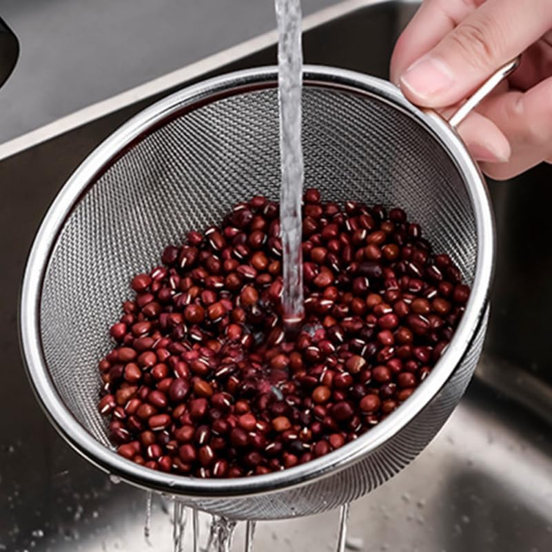 Zerodeko Colander Set with Handle 7.08 Inch Rice Washing Bowl and Food Strainer for Kitchen Use Lightweight Basin for Fruit Cleaning and Microwave Heating