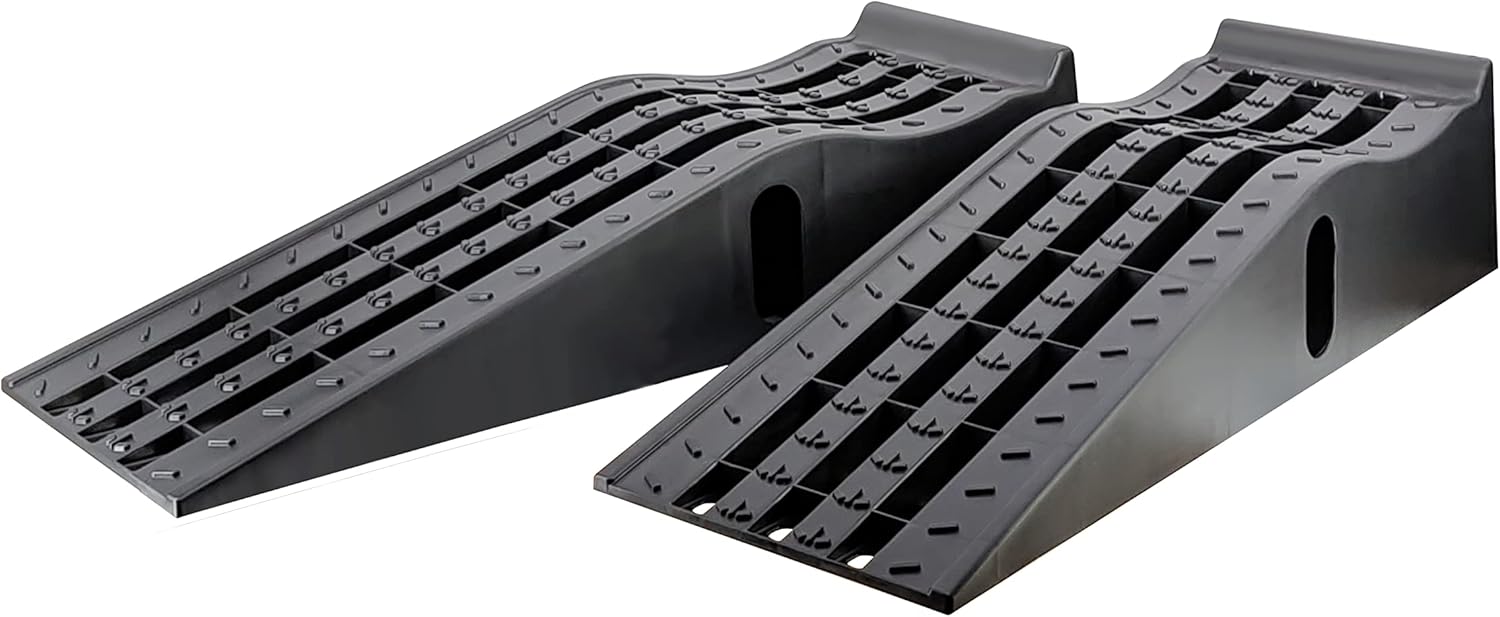 MaxxHaul 50515 6.25" Lift Car Ramps, 2-Pack – 6, 500lb GVW, Deep Grooved Surface for Stable Tire Placement, Heavy-Duty, Black
