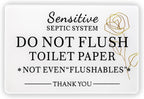 Do Not Flush Bathroom Sign – 2 Pack Bathroom Etiquette Sign for Septic System, Please Don’t Flush Toilet Paper, Acrylic Black and White Wall Décor for Home, Airbnb, RV, Cabin, 4x6 Inch