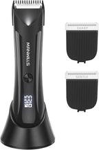 Body Hair Trimmer Men - Ball Trimmer Men, 2 Replaceable Ceramic Blades, Waterproof Pubic Trimmer with Charging Dock, Rechargeable, 7000RPM