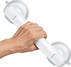 Grab Bars for Bathtubs and Showers, Shower Handles for the Elderly and People in Need, 2026 Upgraded Rubber Suction Cup with Maximum 350 lbs Suction Power, No Drilling-(White-1 Pack)