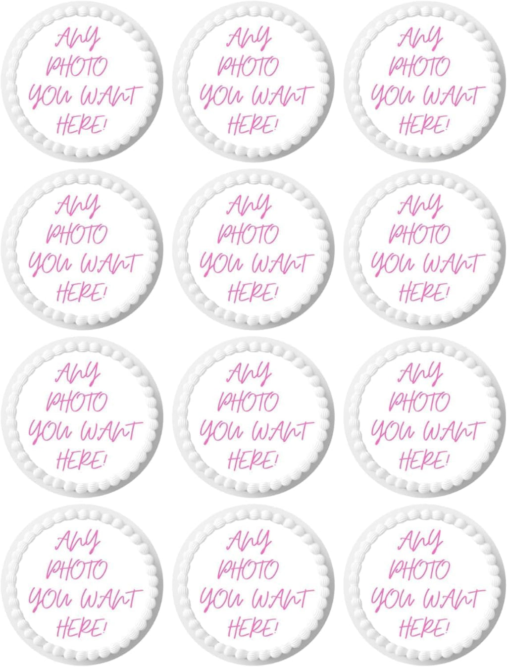 Custom Cupcake Topper Edible Image Your Own Cake Birthday Customize Party Personalized Uncut (2 inches 12/sheet)