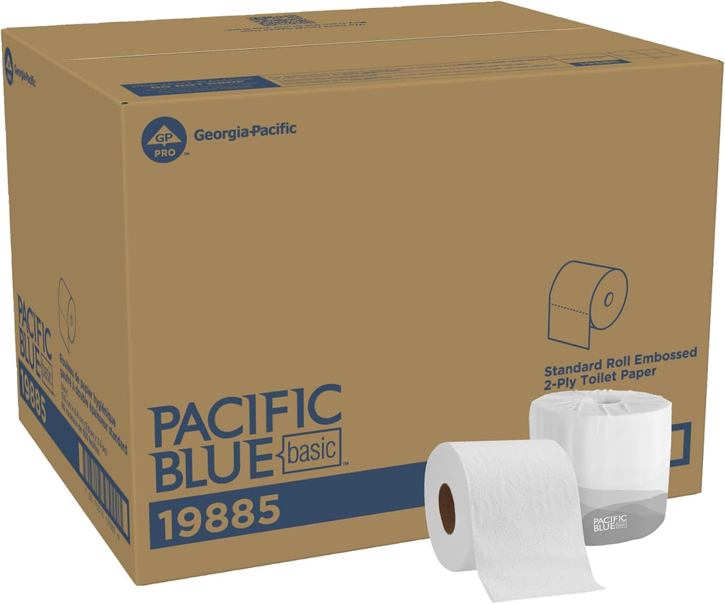 Pacific Blue Basic 2-Ply Embossed Toilet Paper (previously branded Envision), 19885, 550 Sheets Per Roll, 80 Rolls Per Case