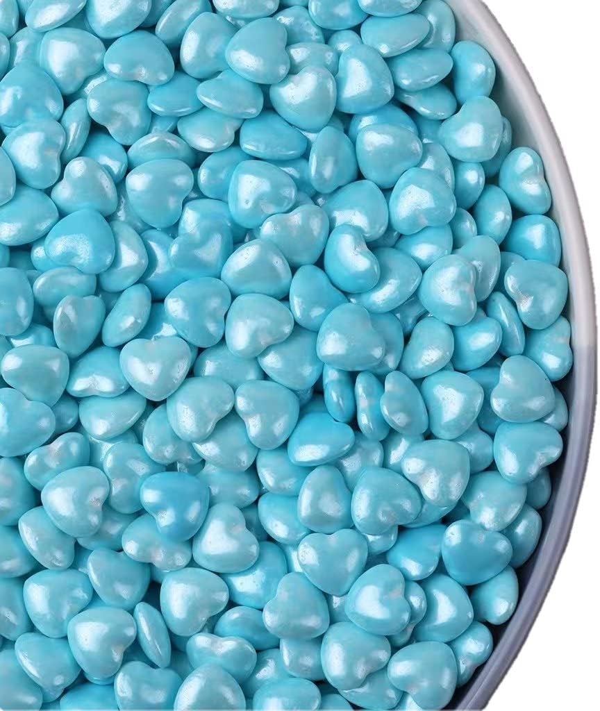 Christmas Blue Sprinkles Heart Cake Sprinkles130g 4.6OZ,Cookie Sprinkles,Sugar Pearl, Edible Candy Pearls for Cake Cupcake Decorationg (Blue)