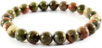 ZZSRJ Classic Stone Bead Bracelet Men's Handmade Stone Bead Chain Bracelet Men's Women's Jewelry Gifts (Main Stone Color : Width 8mm, Metal Color : 17)
