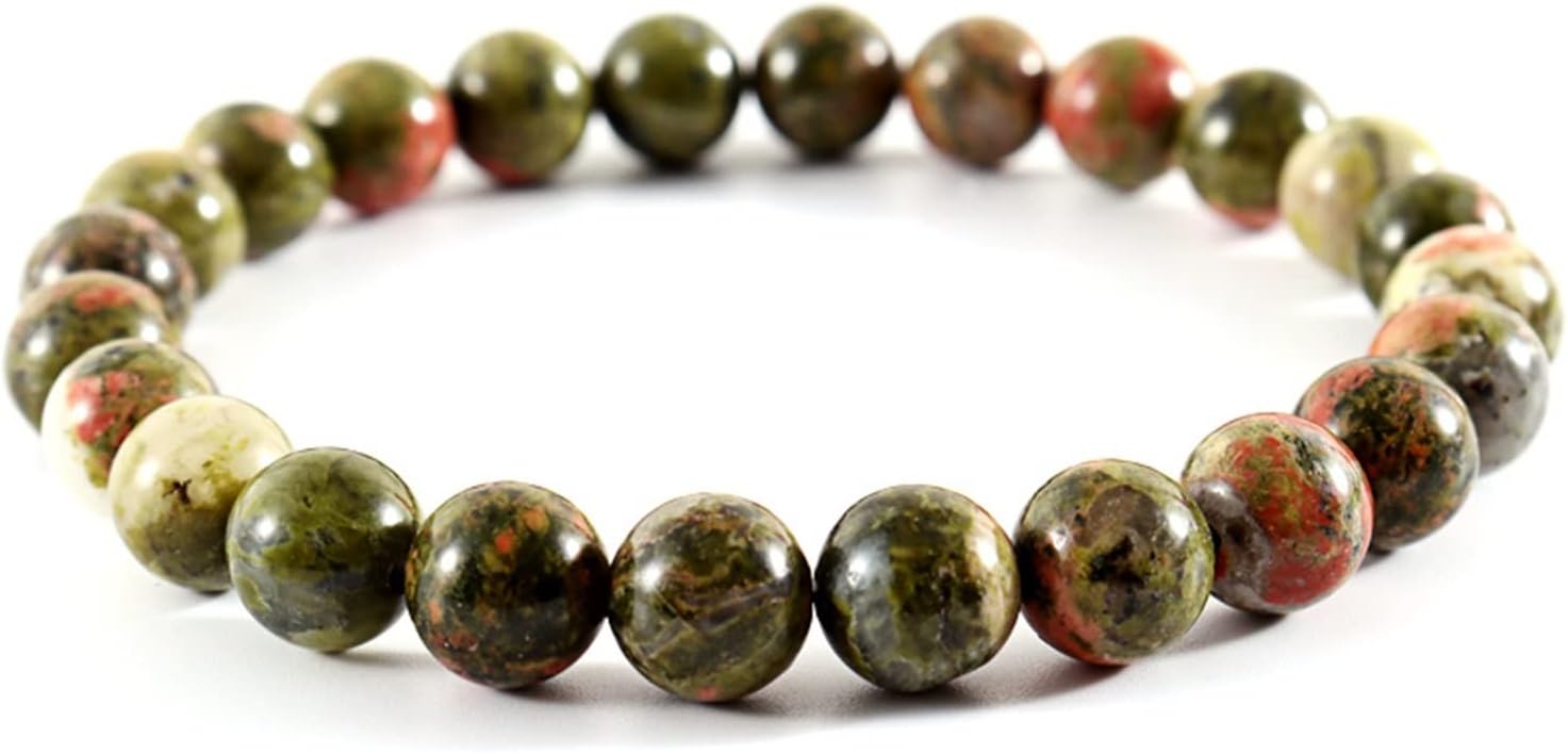 ZZSRJ Classic Stone Bead Bracelet Men's Handmade Stone Bead Chain Bracelet Men's Women's Jewelry Gifts (Main Stone Color : Width 8mm, Metal Color : 17)