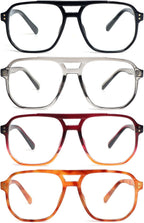Aviator Reading Glasses for Women Men,4 Pairs OversizedBlue Light Blocking Spring Hinge Readers
