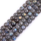 GEM-Inside Rainbow Flash Gray Labradorite Gemstone AAA Grade Natural 8mm Blue Crystal Energy Stone Power Beads for Jewelry Making 15"