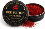 Red Potion Saffron, Kashmiri Premium Saffron Threads, Grade AAA+ Super Negin, Non-GMO. For Tea, Paella, Rice, Desserts, Golden Milk, and Risotto (2 Grams)