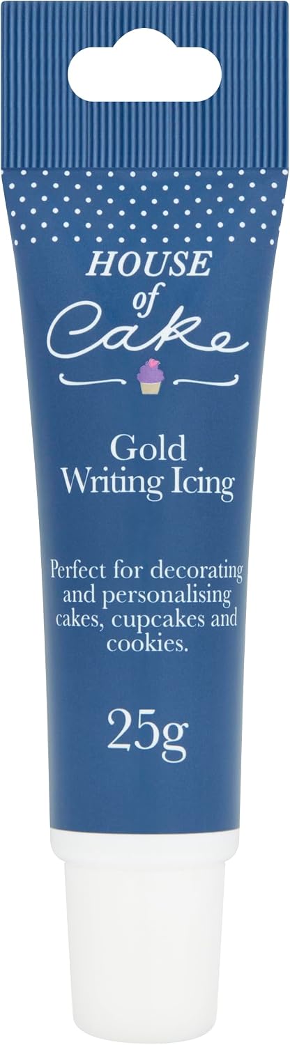 House of Cake Gold Glitter Icing Tube, Writing Icing For Messages, Decorations, Cakes, and Shapes, 25g
