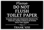 Please Do Not Flush Sign,Thick Acrylic Self-Adhesive Flush Only Toilet Paper Sign, Ideal for Restaurants, Bars, Hotels, and Airbnb (Black)