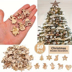 50-Piece Classic Christmas Hanging Ornaments Set - Santa Claus, Snowman, Reindeer, Christmas Tree, Snowflakes & More Designs for Festive Decoration