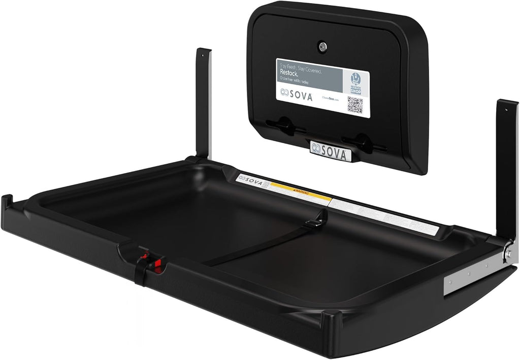 Sova Element Horizontal Surface Mount Baby Changing Station with Liner Dispenser - Black