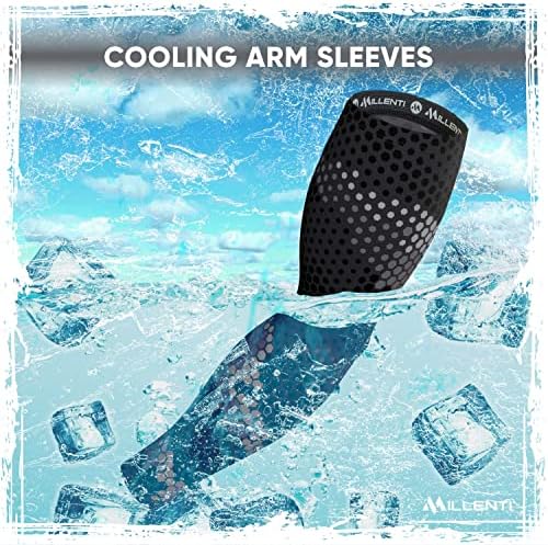 Millenti Cooling Arm Sleeve Compression - Sun Protection Sport Recovery Sleeves, Cools when Wet, Unisex in 4 Sizes - 2pcs