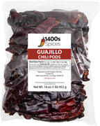 1lb Guajillo Stemless Chile, Whole Dried Peppers, Chiles Descolados by 1400s Spices
