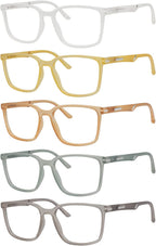 Eyekepper 5-Pack Large Frame Mens Womens Reading Glasses with Spring Hinge (One for Each Color)