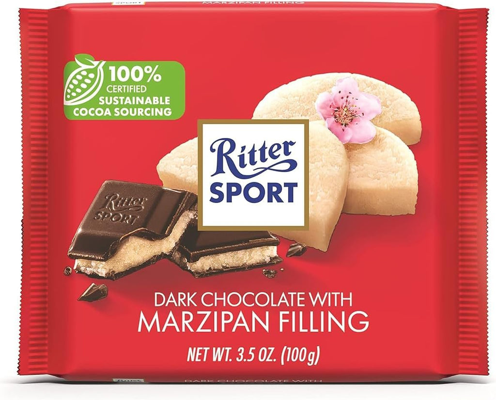 Ritter Sport Marzipan Dark Chocolate 100g - Pack of 6