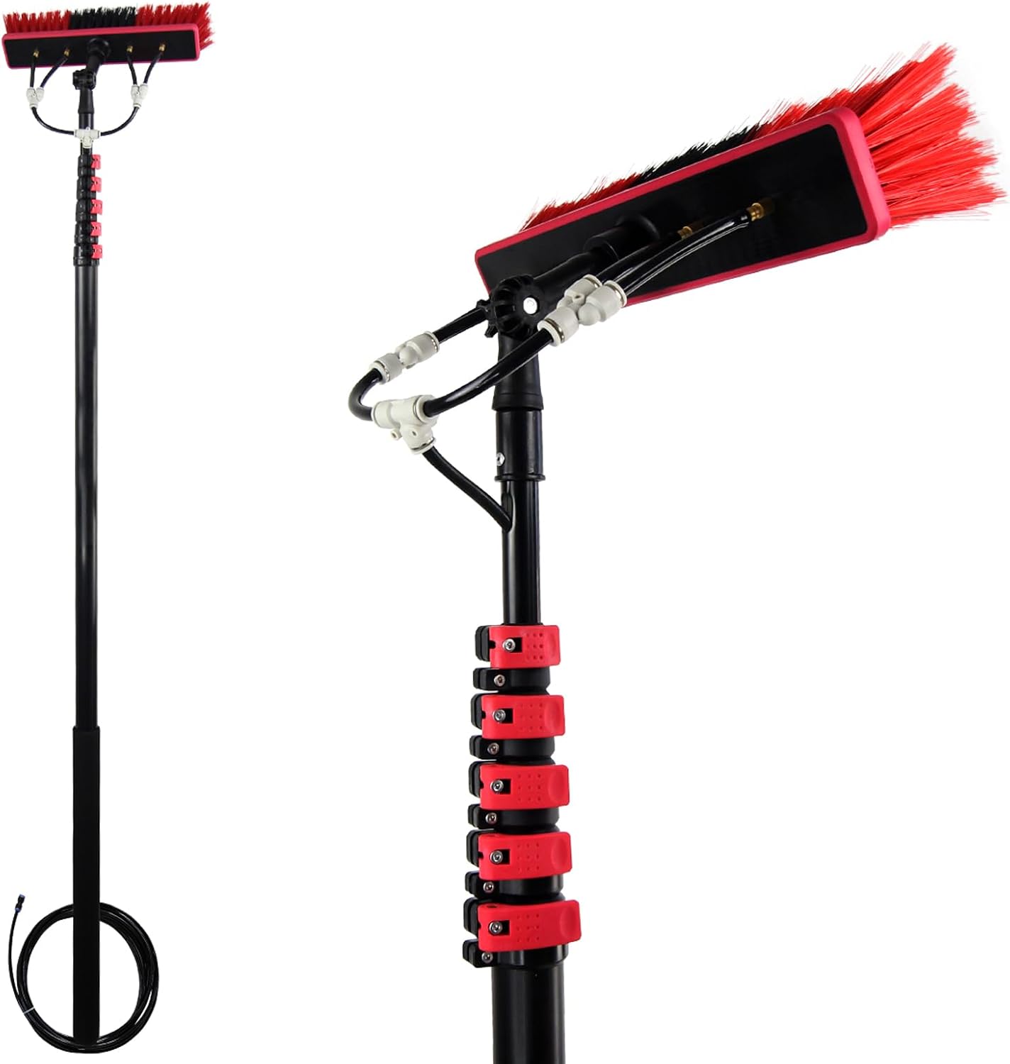 12ft-36ft Telescopic Window Cleaning Pole with Water Fed Brush - Extendable Conservatory Roof Cleaner Professional Window Cleaning Equipment & Tools for High Reach Cleaning