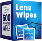Lens Wipes for Eyeglasses - Pre-moistened Eyeglass Lens Cleaning Wipes - 600 Lens Wipes Individually Wrapped Sracth-Free Streak-Free Eye Glasses Wipes Lens Cleaner for Sunglass & Camera Lens