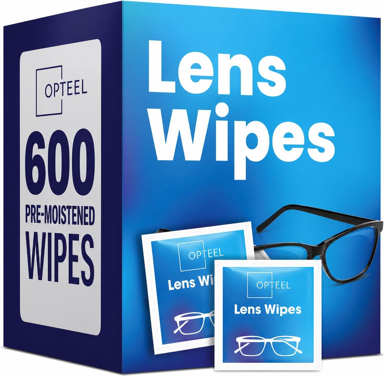 Lens Wipes for Eyeglasses - Pre-moistened Eyeglass Lens Cleaning Wipes - 600 Lens Wipes Individually Wrapped Sracth-Free Streak-Free Eye Glasses Wipes Lens Cleaner for Sunglass & Camera Lens
