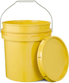5-Gallon Yellow Bucket Pail Container with Lid | Metal Handles with Plastic Grip for Easy Carrying | Multi-Use | Easy Stack and Store | Heavy-Duty Extra Durable | Food Grade | BPA Free - 1 Pack