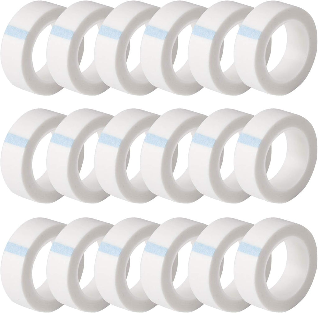 UPINS Eyelash Tape 24 Rolls White Lash Tape for Eyelash Extensions Self-Adhesive Adhesive Fabric Makeup Tapes for Eyelash Extension Supply, 0.5 in x 10 Yds/Roll