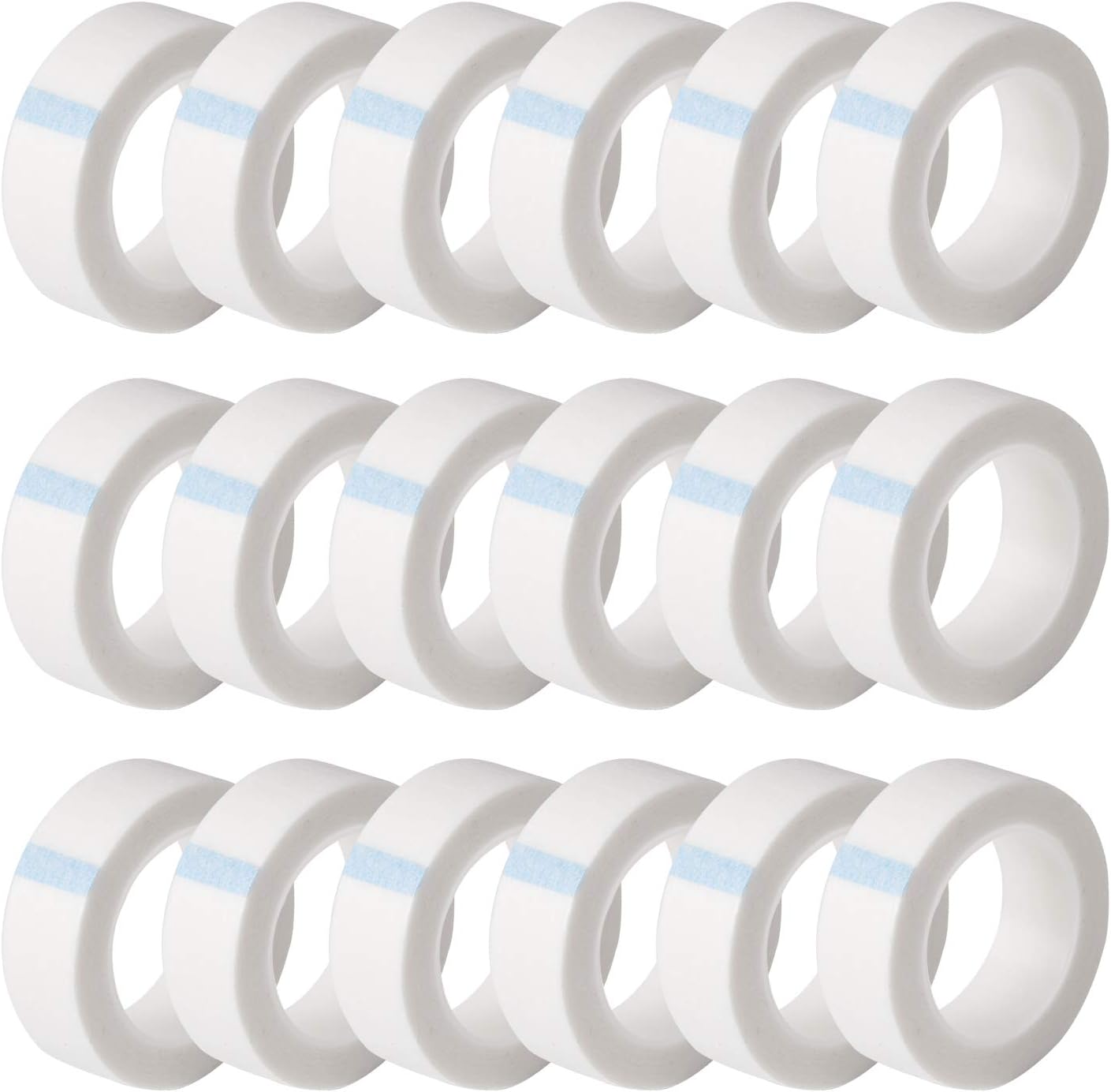 UPINS Eyelash Tape 24 Rolls White Lash Tape for Eyelash Extensions Self-Adhesive Adhesive Fabric Makeup Tapes for Eyelash Extension Supply, 0.5 in x 10 Yds/Roll