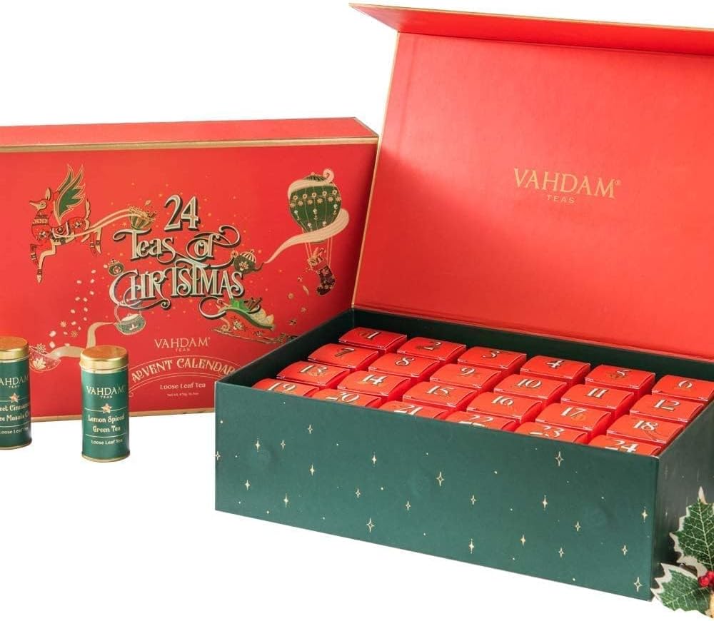 VAHDAM, Advent Calendar 2026 (500g/17.63oz) 24 Unique Loose Leaf Tea - Exclusive Holiday Tea Gift Sets | Christmas Advent Calendar 2026 for Adults | Advent Calendar 2026 Adult Women & Men