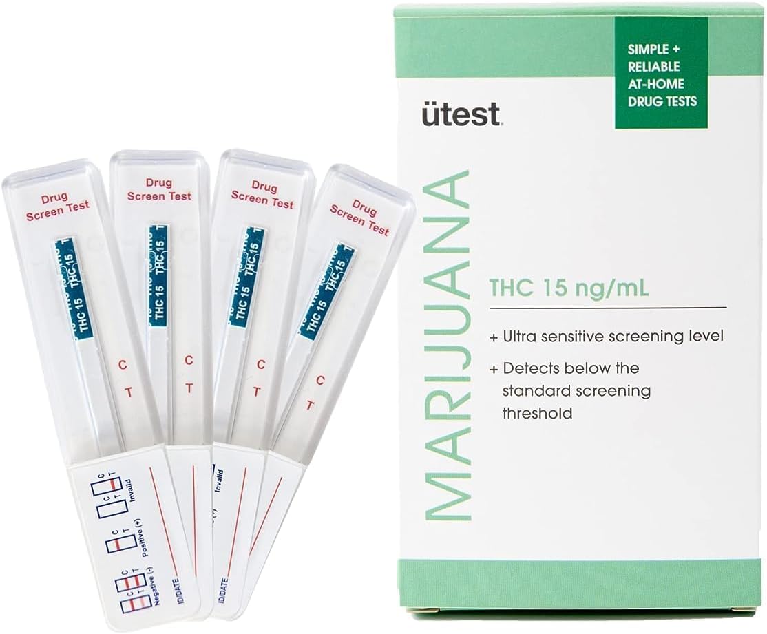 THC 15 ng/mL Home Drug Test Strips - Easy-to-use, Low Detection THC Test Kit, Single Use (4-Pack)