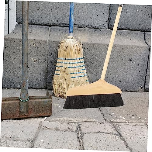 Alipis Soft Horse Hair Bristle Wooden Broom Static Household Floor Brush for Carpet Tile Cleaning Heavy Duty Dust Sweeper for Kitchen and Outdoor Use