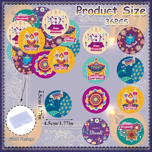 36PCS Edible Happy Diwali Cupcake Toppers Wafer Paper Festival of Lights Cake Decorations Indian Castle Cupcake Picks for Deepavali Theme Party Birthday Decor Supplies (Happy Diwali 2)