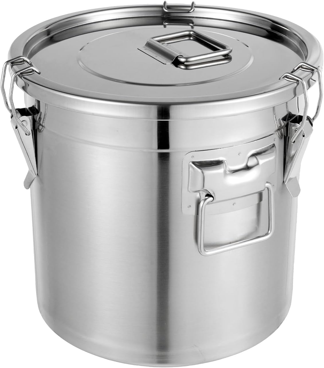 DYNAMI 5.5Gal 304 Stainless Steel Airtight Container with Lid and Locking Clamp,17-38Lbs Metal Bucket Stainless Steel Drum Large Canister for Kitchen,Dog Food/Bird Seed/Coffee Storage Container(21L)