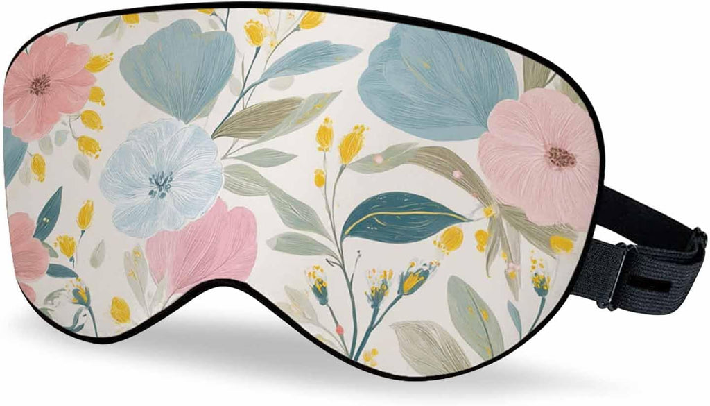 Spring Flowers Sleep Eye Mask Lovely Floral Men Women Sleep Mask with Adjustable Strap Eye Cover Eye Shade for Travel, Nap,Meditation