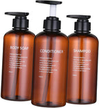 Refillable Shower Dispenser Bottles, 3 Pack for Shampoo and Conditioner, 500ml