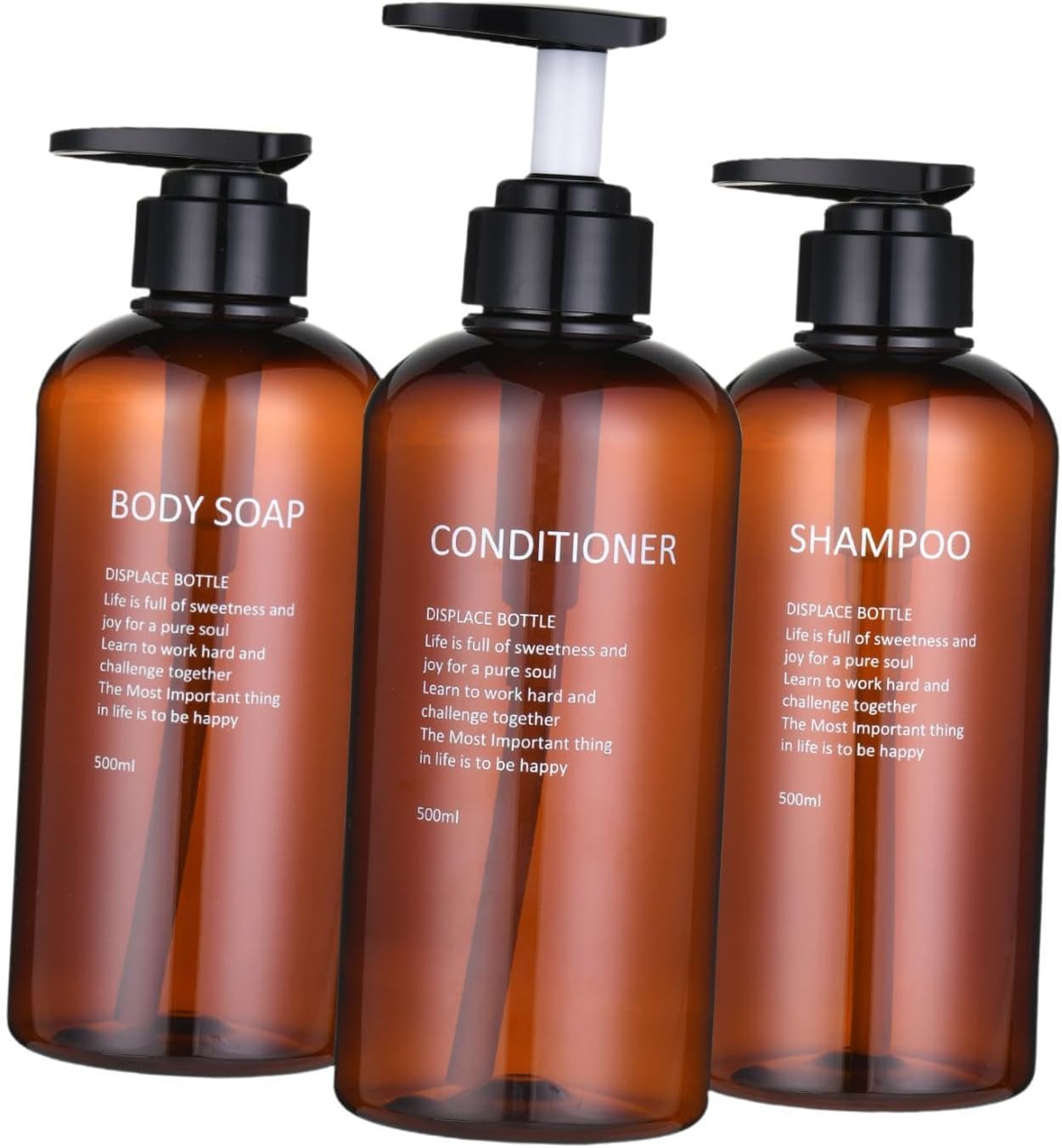 Refillable Shower Dispenser Bottles, 3 Pack for Shampoo and Conditioner, 500ml