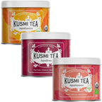 Kusmi Tea - AquaSummer + AquaExotica + AquaRosa - Organic Blend of Hibiscus and Fruits - Caffeine Free Herbal Tea - Enjoy Hot or Iced - Loose Leaf Tea - 2 Tin Boxes of 3.5 oz