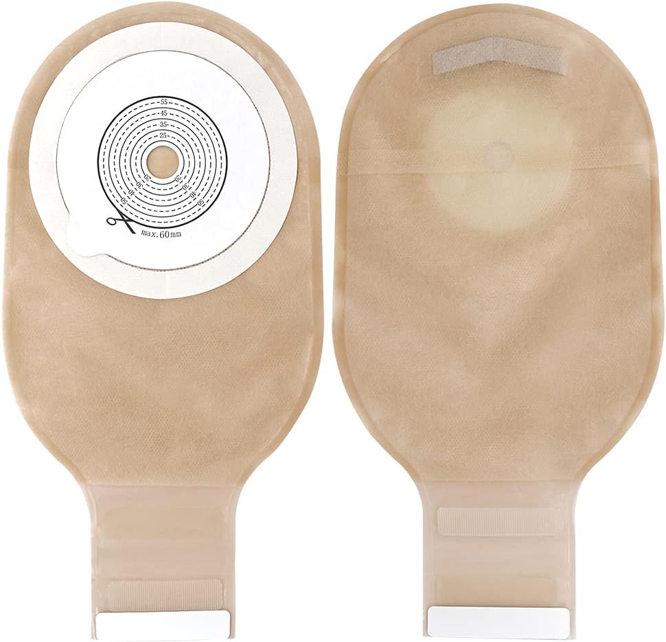 Colostomy Bags,20PCS Ostomy Bags One-Piece Ostomy Supplies 20mm-60mm Cut to Fit Drainable Pouch with Closure for Ileostomy Stoma Care.
