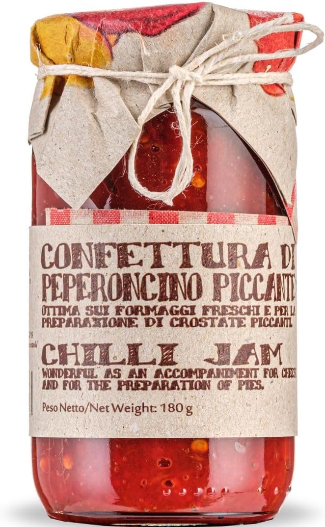 ARTIGIANI DEI SAPORI - Calabrian Red Hot Chili & Sweet Pepper Jam, 6.3 oz, Red Pepper Jelly, Product of Italy