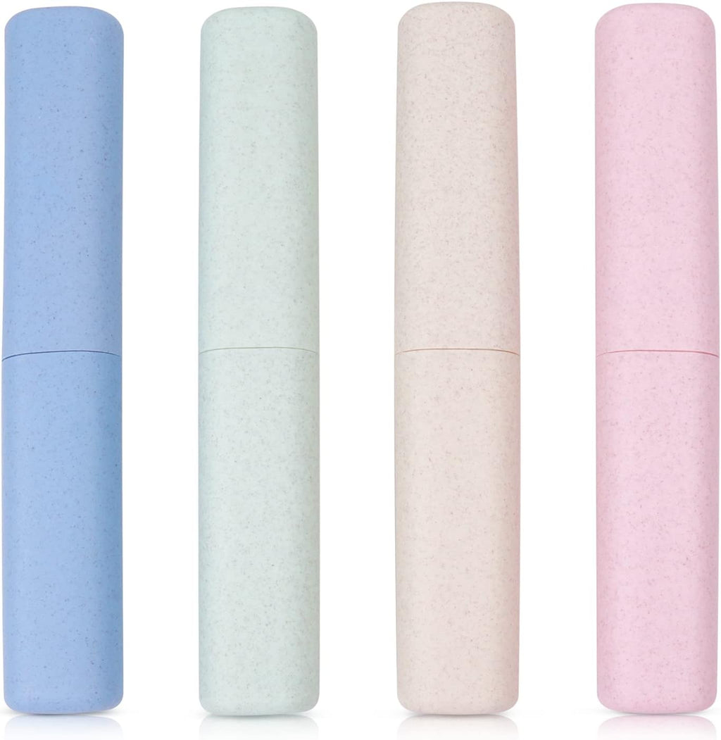 Hooqict 4 Pack Travel Toothbrush Case Portable Travel Toothbrush Holder Plastic Toothbrush Container Protector Cover Case for Traveling, Bathroom, Camping, Home, School, Business