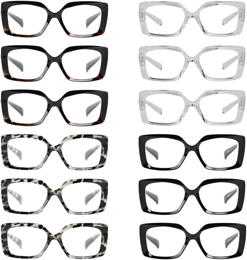 Eyekepper 12 Pack Reading Glasses Stylish Ladies Thick Frame Readers for Women +0.50